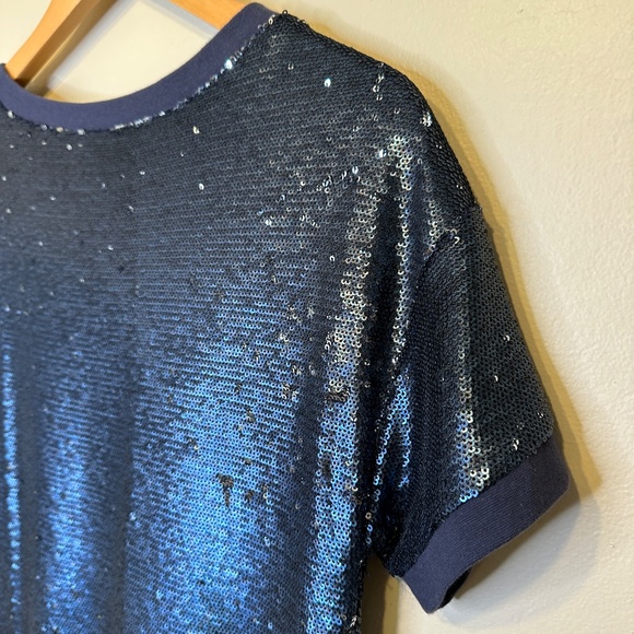 Moulinette Soeurs Antro Sequined Interstellar Navy Jewel Tone Tunic Shirt Dress - Picture 9 of 15